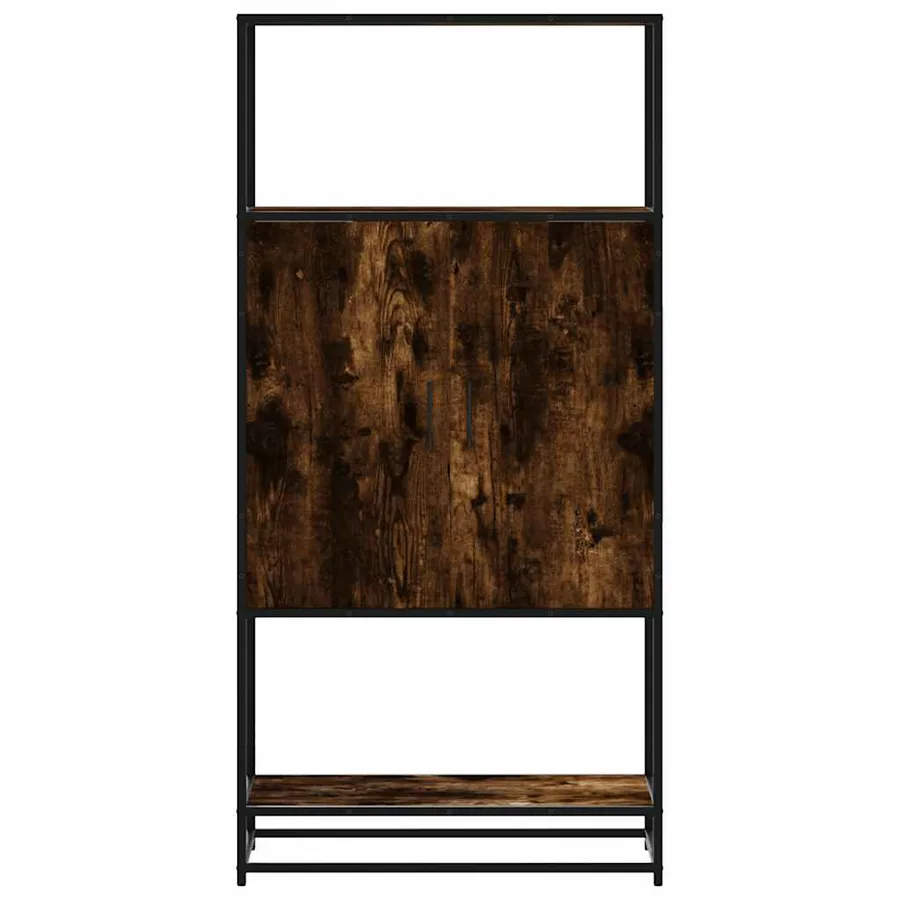 Buffet haut chêne fumé 68x35x139 cm bois d'ingénierie métal - 4