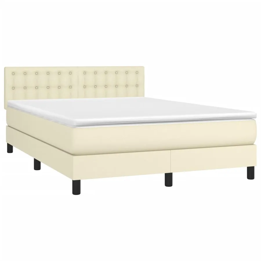 Sommier à lattes de lit avec matelas et LED Crème 140x200 cm - 3
