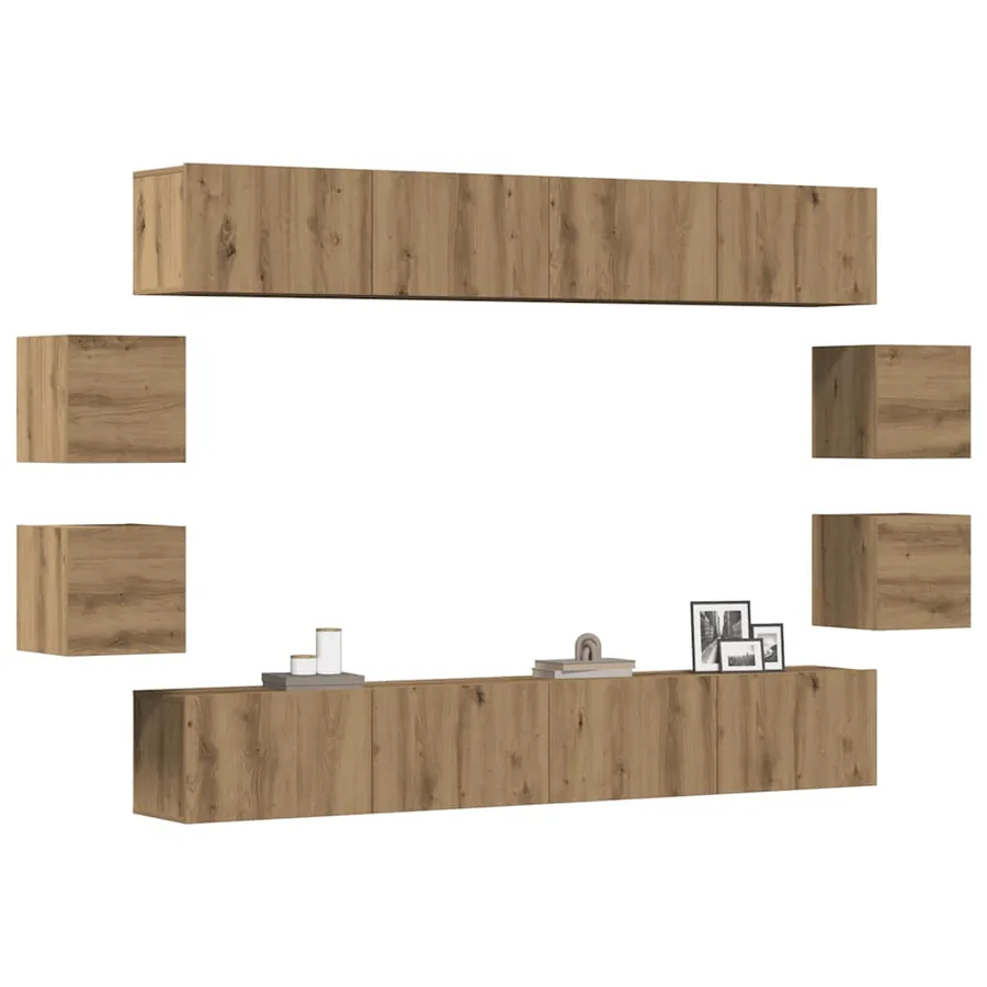 Ensemble de meuble TV mural 8 pcs chêne artisanal