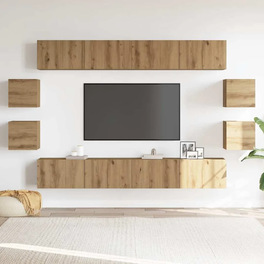 Ensemble de meuble TV mural 8 pcs chêne artisanal - 3