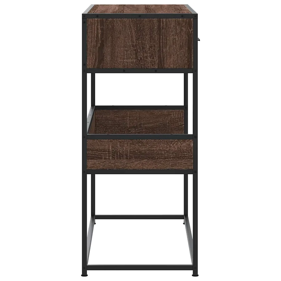 Table console chêne marron 90x35x80 cm bois d'ingénierie - 5