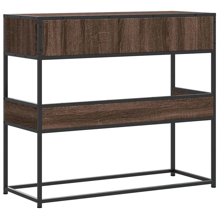 Table console chêne marron 90x35x80 cm bois d'ingénierie - 6