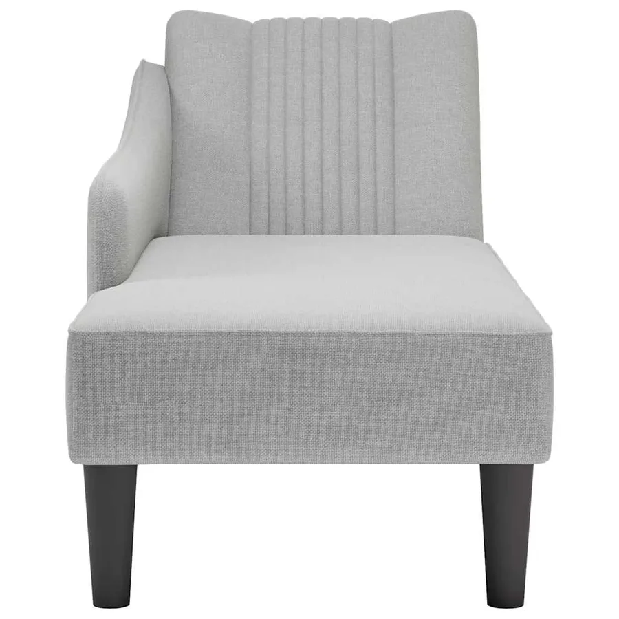 Fauteuil long avec accoudoir droit gris nuage tissu - 4