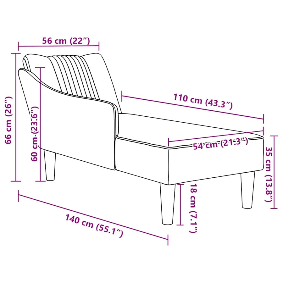 Fauteuil long avec accoudoir droit gris nuage tissu - 9