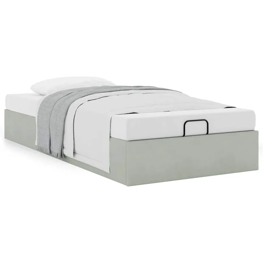 Cadre de lit ottoman sans matelas gris clair 100x200 cm velours - 4