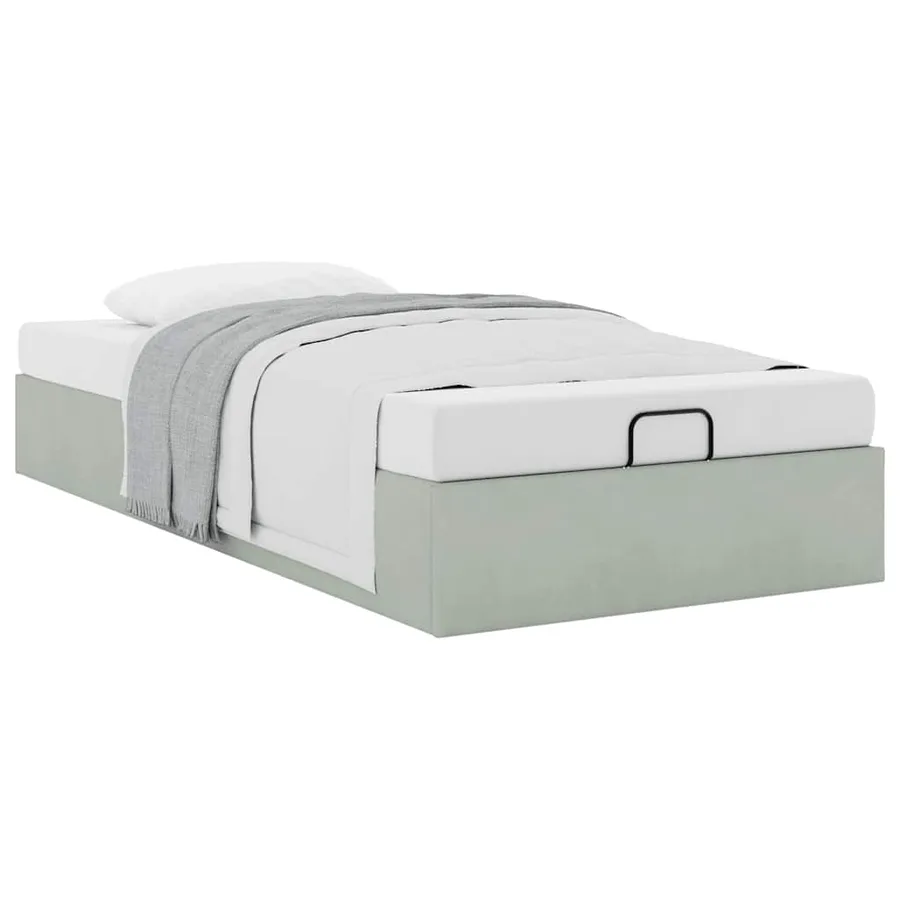 Cadre de lit ottoman sans matelas gris clair 100x200 cm velours - 5