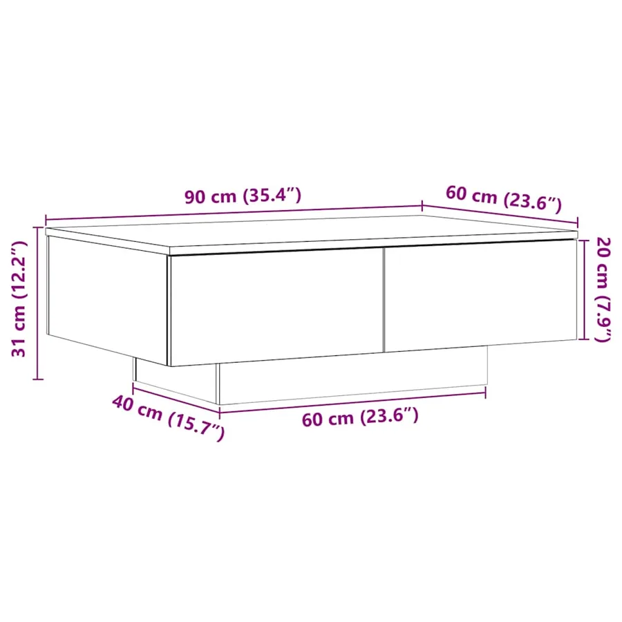 Table basse vieux bois 90x60x31 cm bois d'ingénierie - 10
