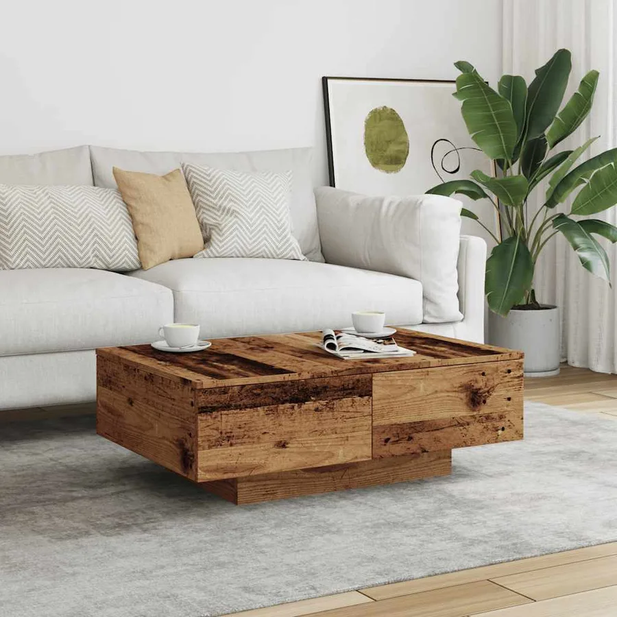 Table basse vieux bois 90x60x31 cm bois d'ingénierie - 3