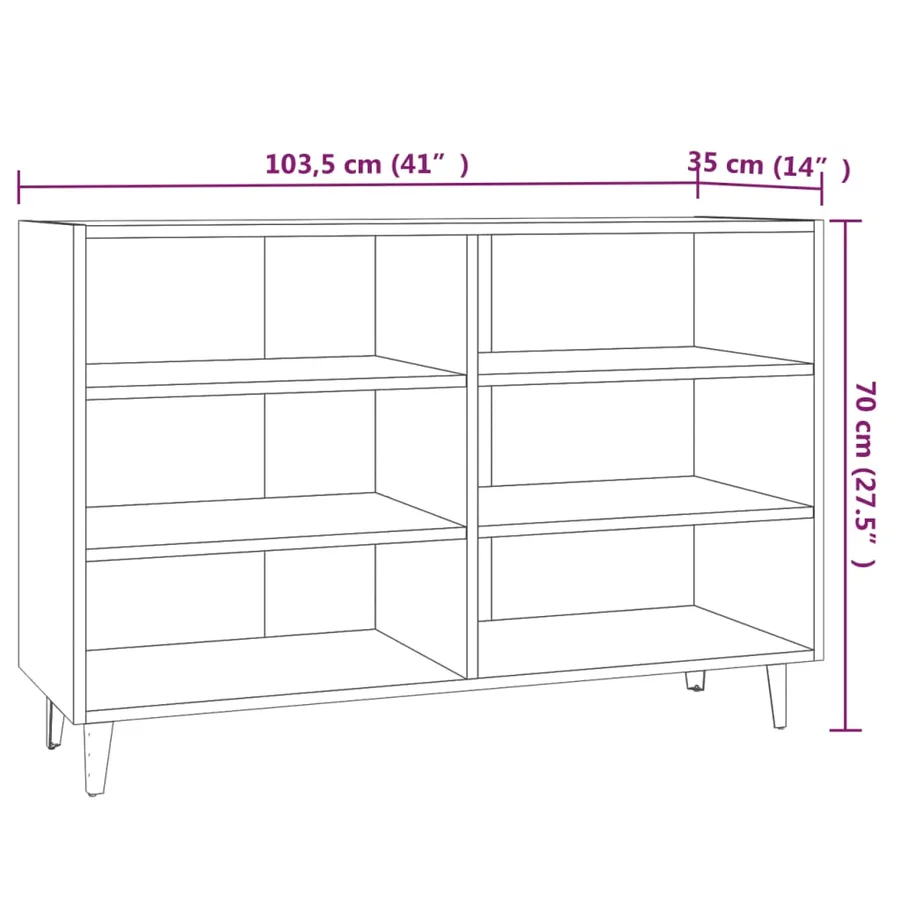 Buffet Chêne fumé 103,5x35x70 cm Bois d'ingénierie - 6