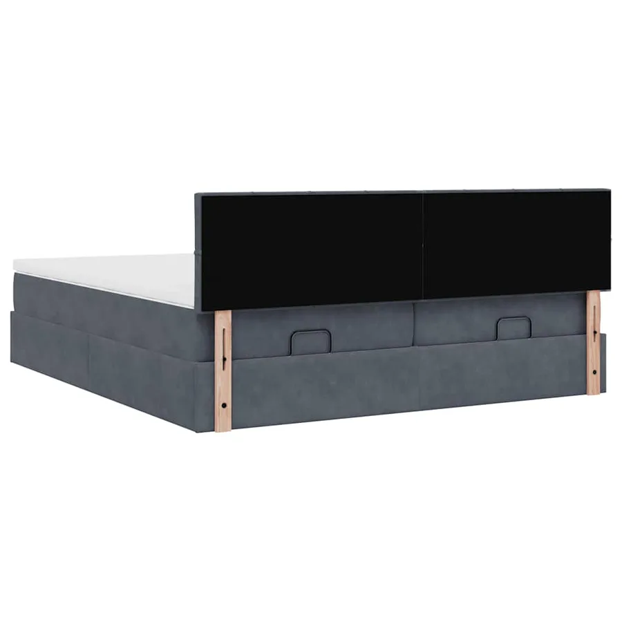 Cadre de lit ottoman avec matelas gris foncé 200x200 cm velours - 10