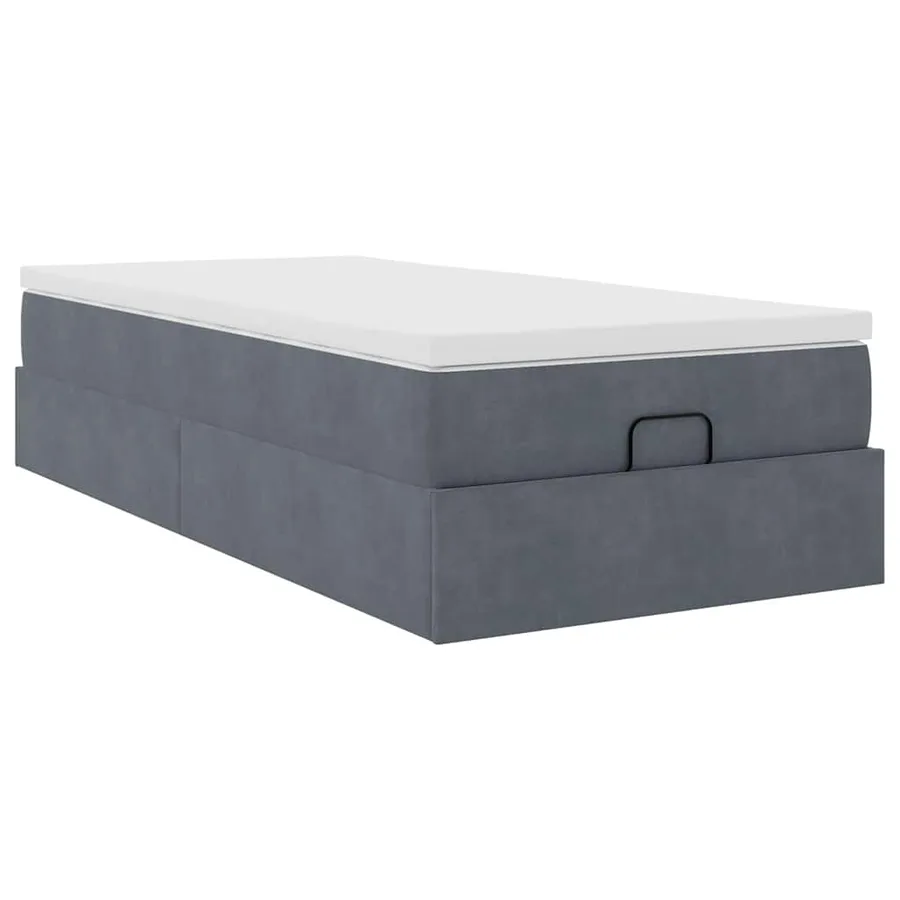 Cadre de lit ottoman avec matelas gris foncé 100x200 cm velours - 6