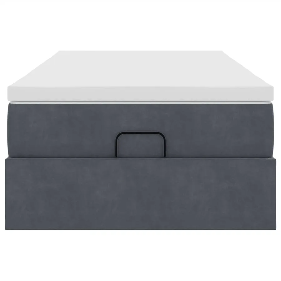 Cadre de lit ottoman avec matelas gris foncé 100x200 cm velours - 7