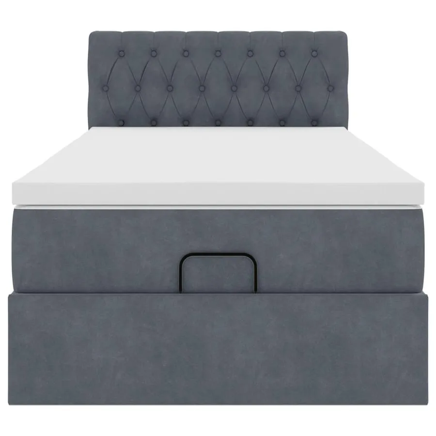 Cadre de lit ottoman avec matelas gris foncé 100x200 cm velours - 6