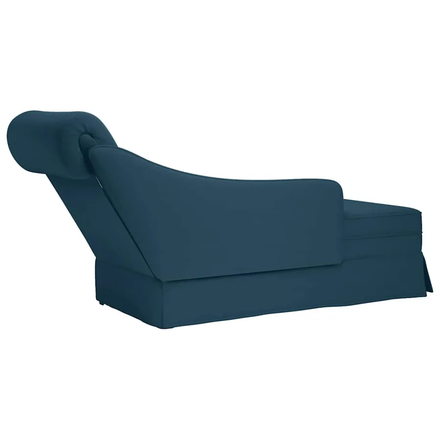 Fauteuil long avec traversin et accoudoir droit bleu velours - 6