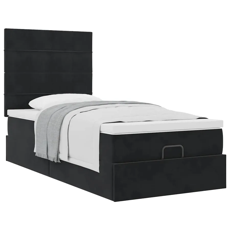 Cadre de lit ottoman avec matelas noir 90x200 cm velours - 5