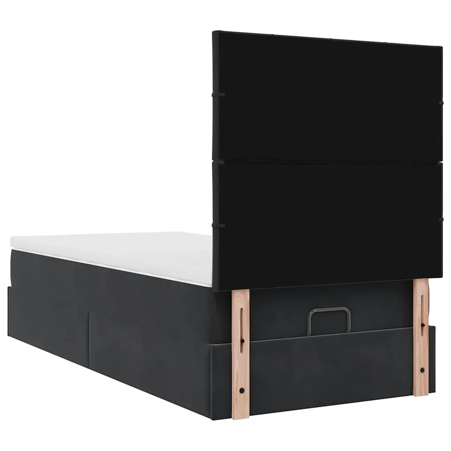 Cadre de lit ottoman avec matelas noir 90x200 cm velours - 9
