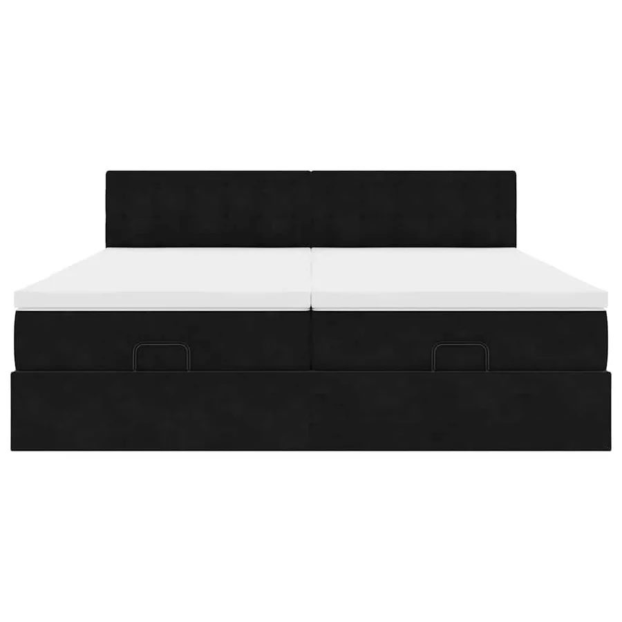 Cadre de lit ottoman avec matelas noir 180x200cm velours - 6