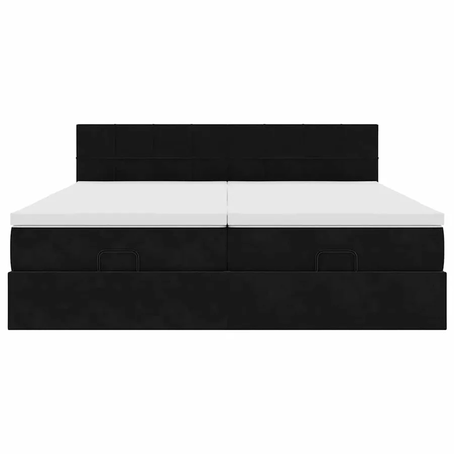 Cadre de lit ottoman avec matelas noir 180x200cm velours - 7