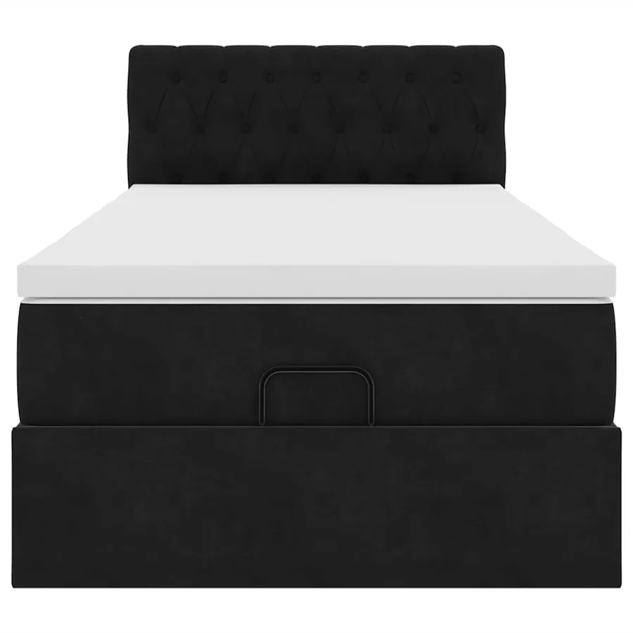 Cadre de lit ottoman avec matelas noir 90x200 cm velours - 5