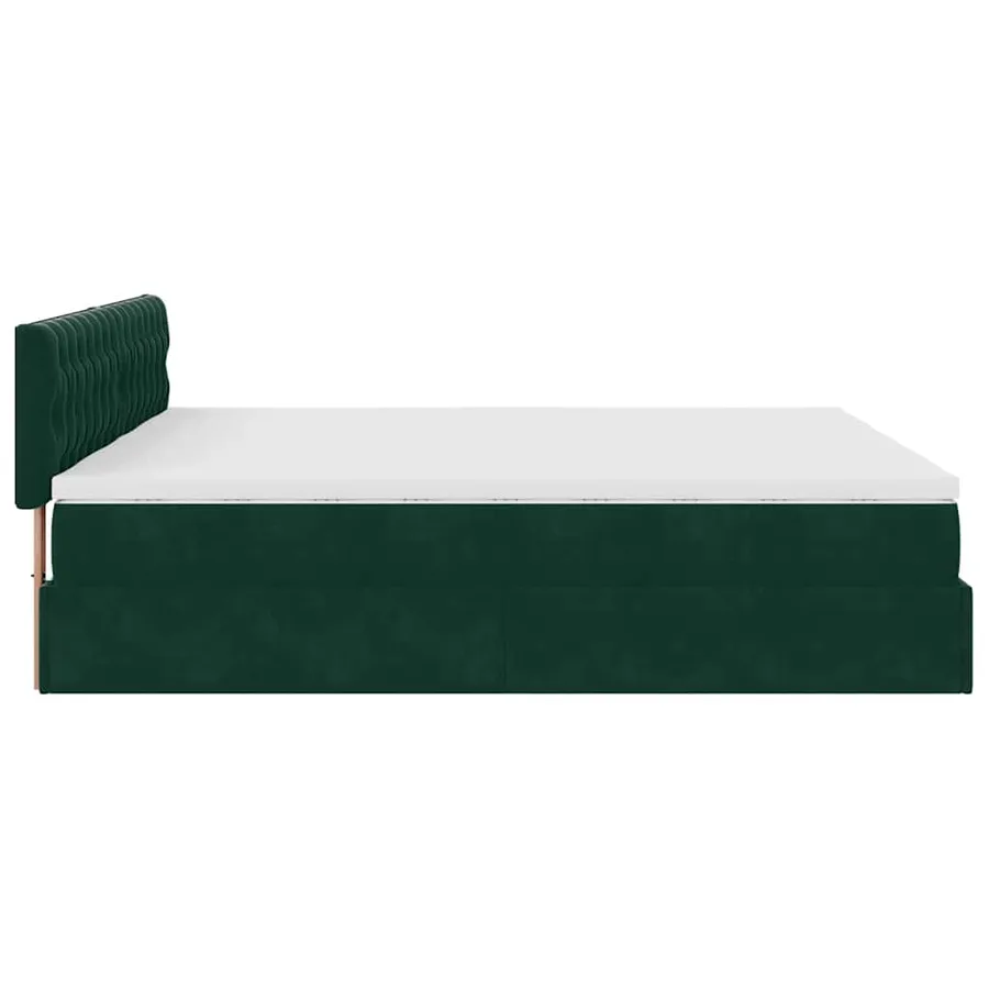 Cadre de lit ottoman avec matelas vert foncé 200x200 cm velours - 11