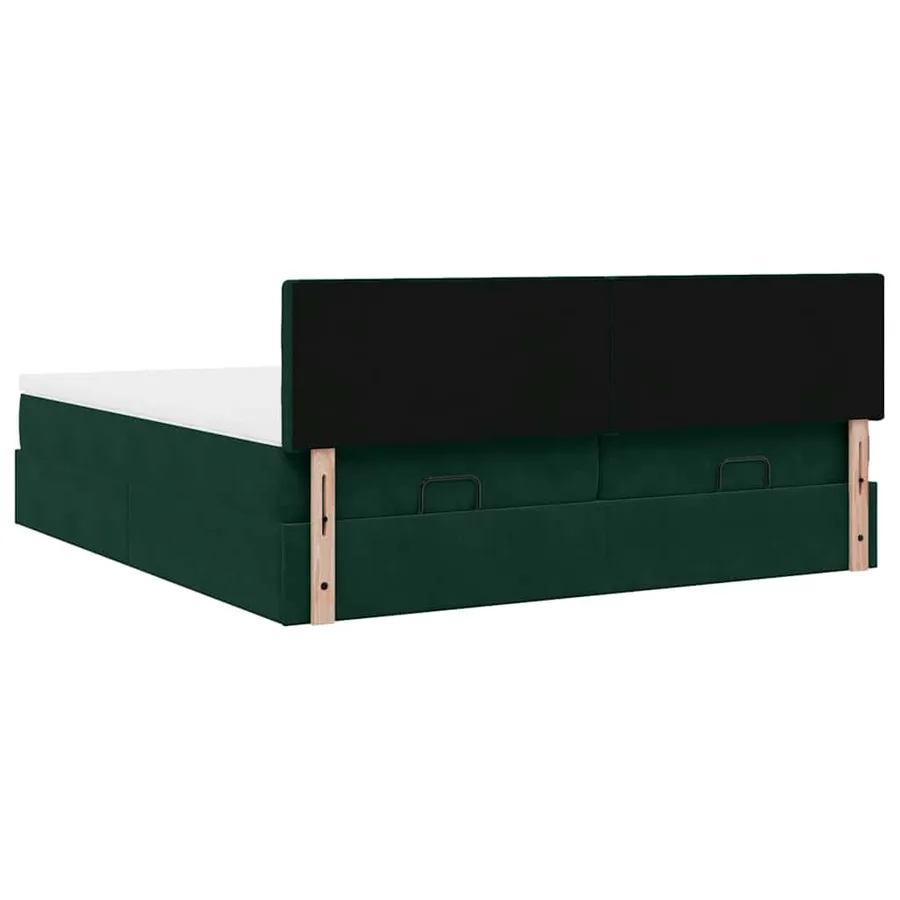 Cadre de lit ottoman avec matelas vert foncé 200x200 cm velours - 11