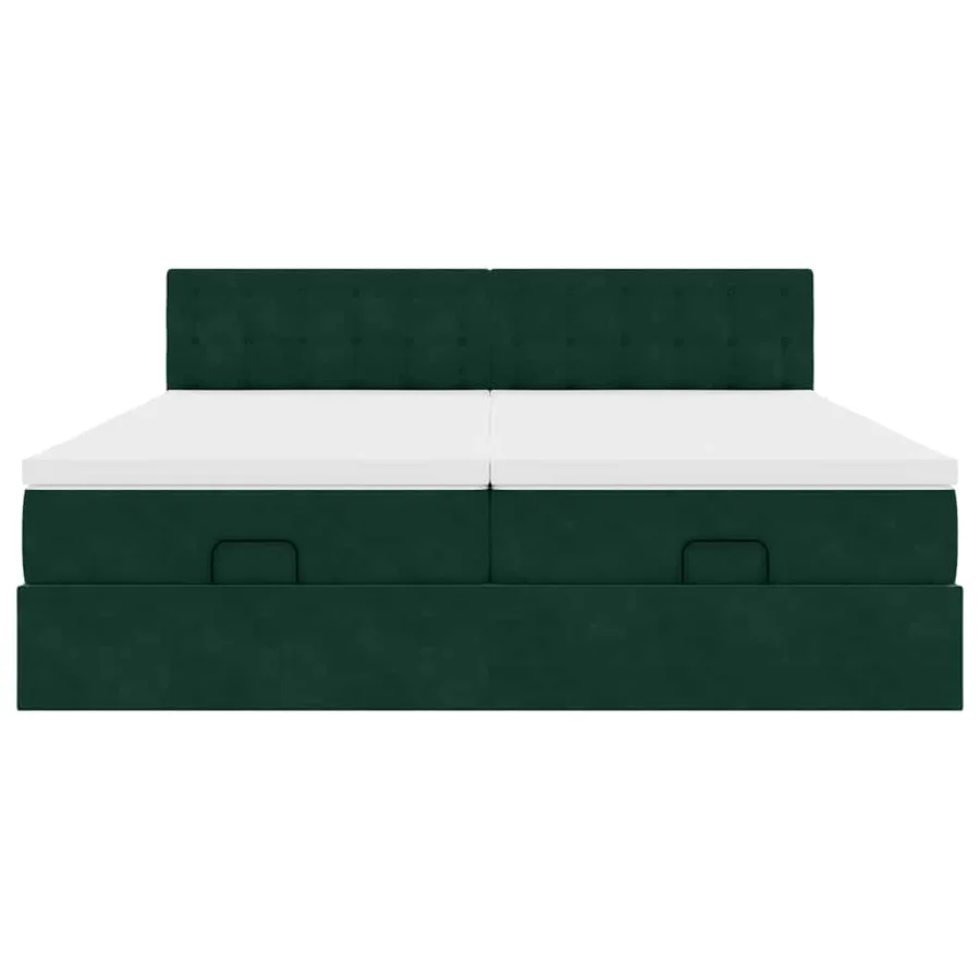Cadre de lit ottoman avec matelas vert foncé 200x200 cm velours - 7