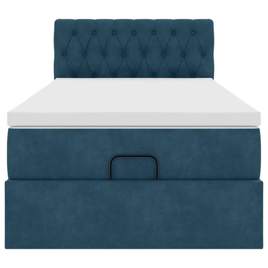 Cadre de lit ottoman avec matelas bleu foncé 90x200 cm velours - 5