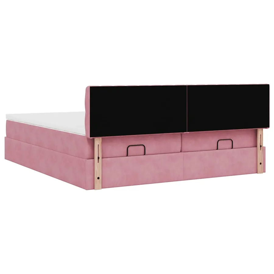 Cadre de lit ottoman avec matelas rose 180x200 cm velours - 11