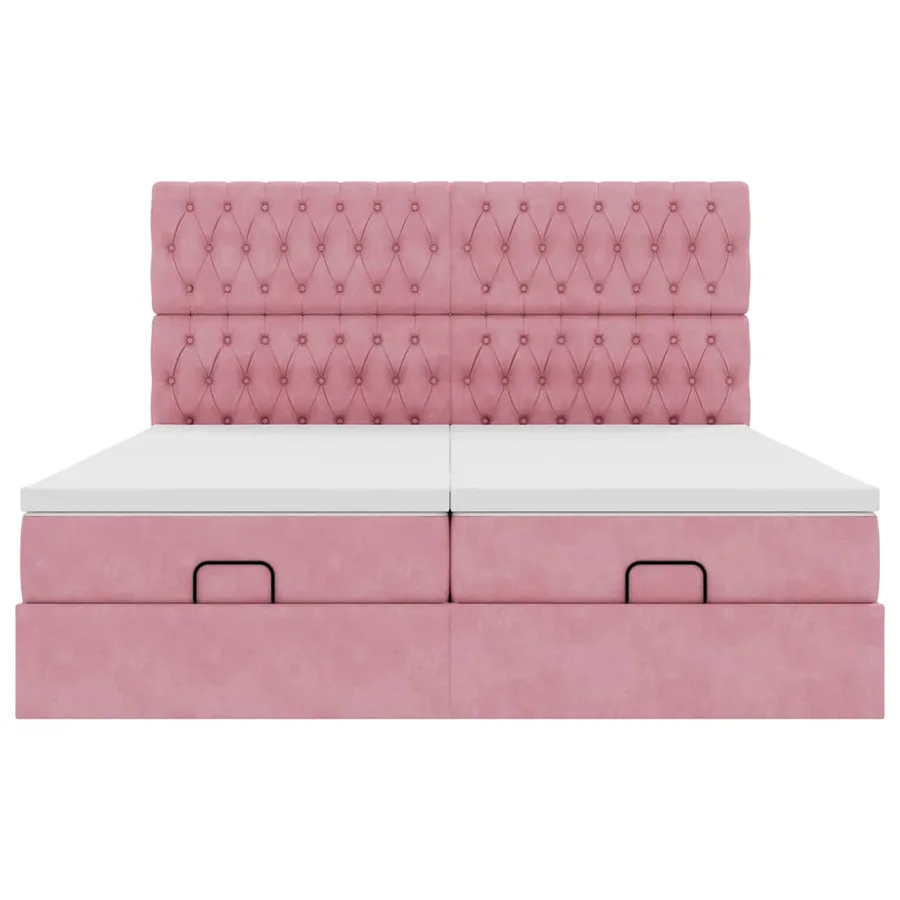 Cadre de lit ottoman avec matelas rose 180x200 cm velours - 7