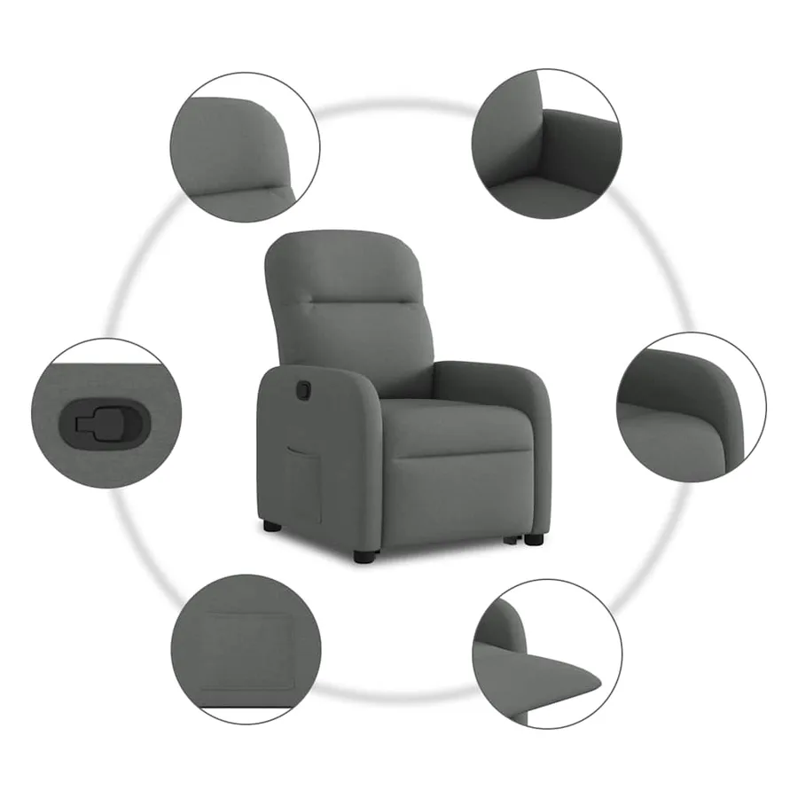Fauteuil inclinable Gris foncé Tissu - 10