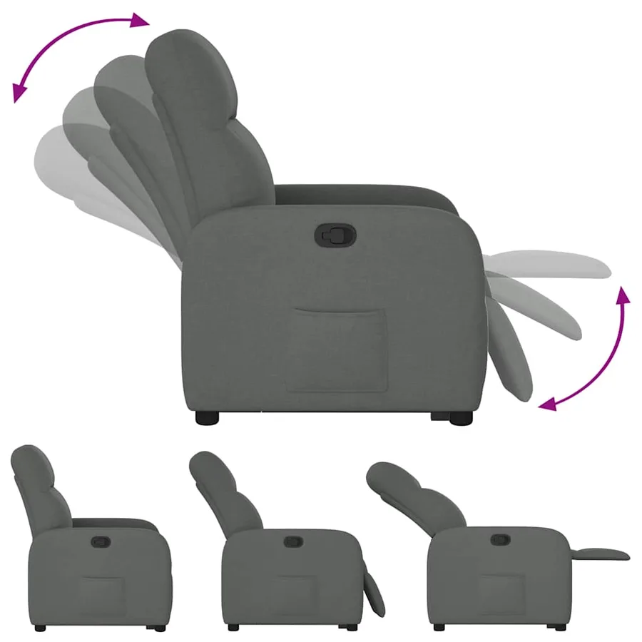 Fauteuil inclinable Gris foncé Tissu - 8