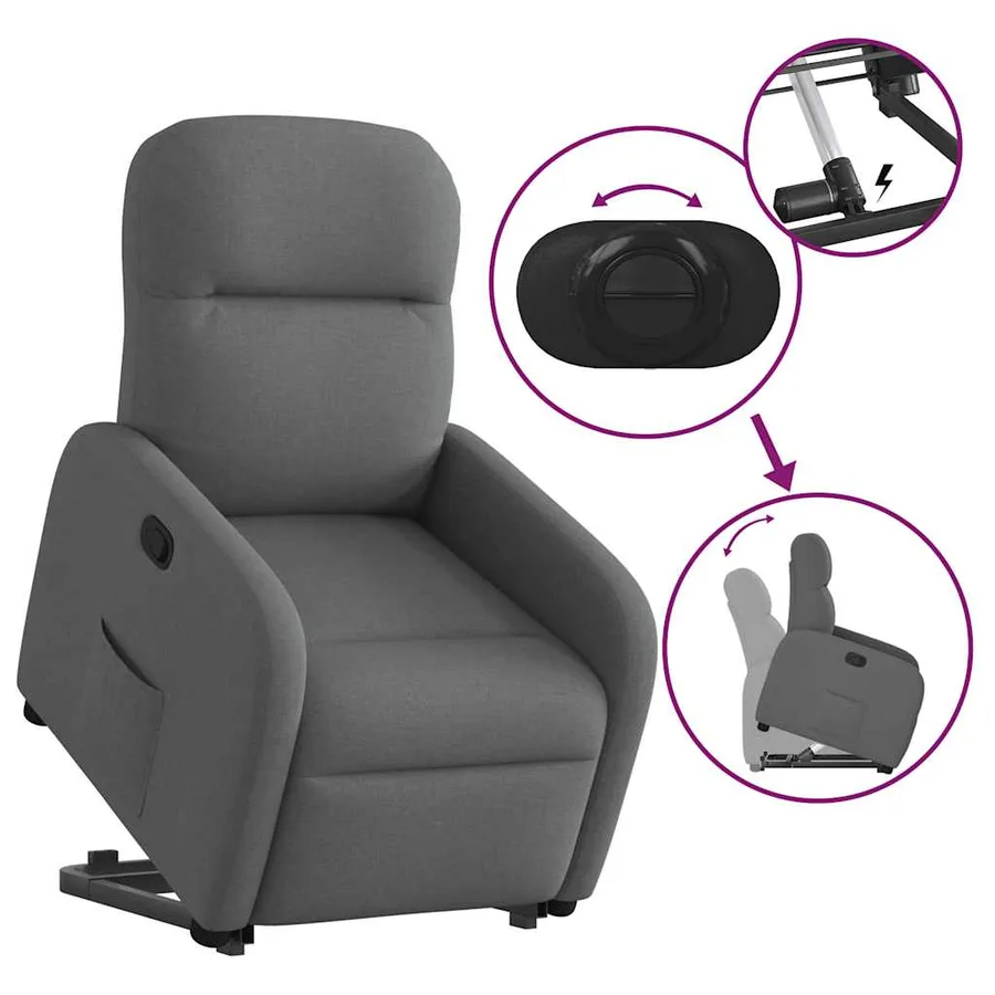 Fauteuil inclinable Gris foncé Tissu - 9