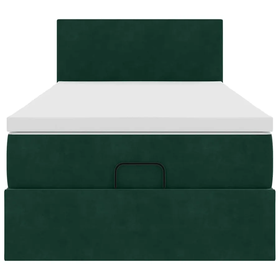 Lit ottoman avec matelas et LED Vert foncé 90x200cm velours - 8