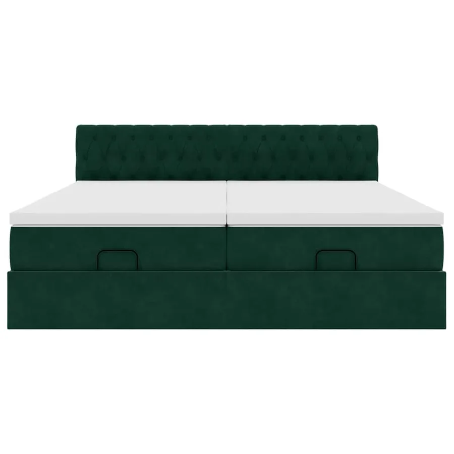 Cadre de lit ottoman avec matelas vert foncé 180x200cm velours - 7
