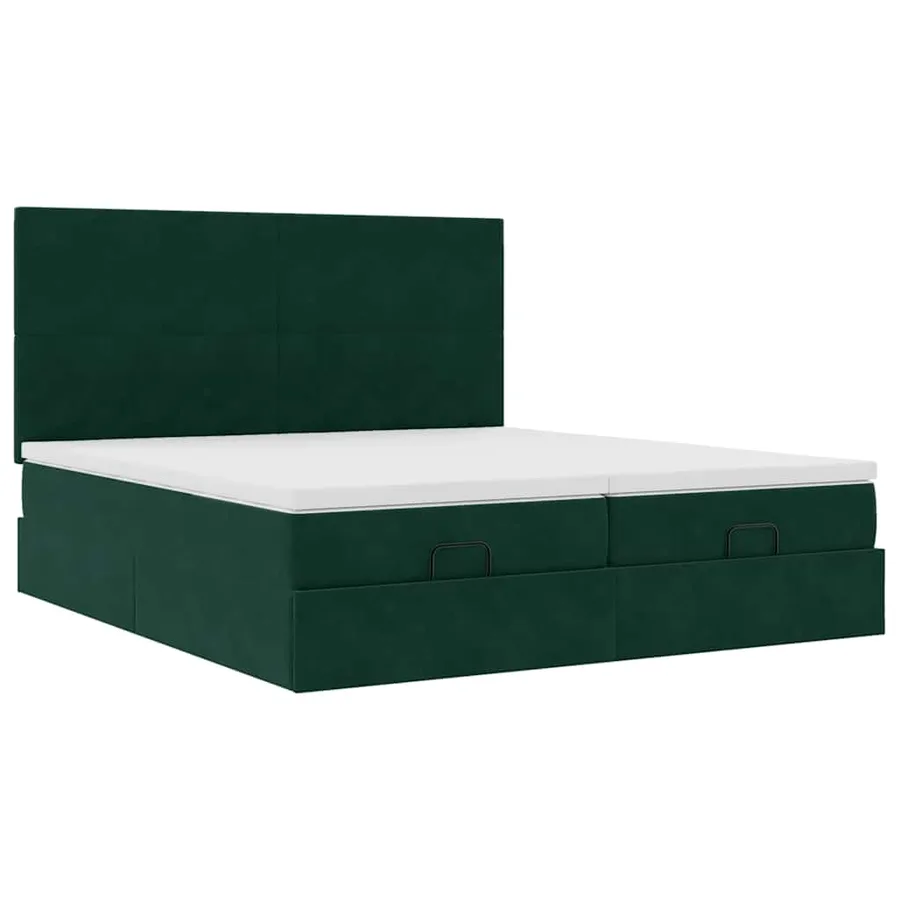 Cadre de lit ottoman avec matelas vert foncé 180x200cm velours - 6