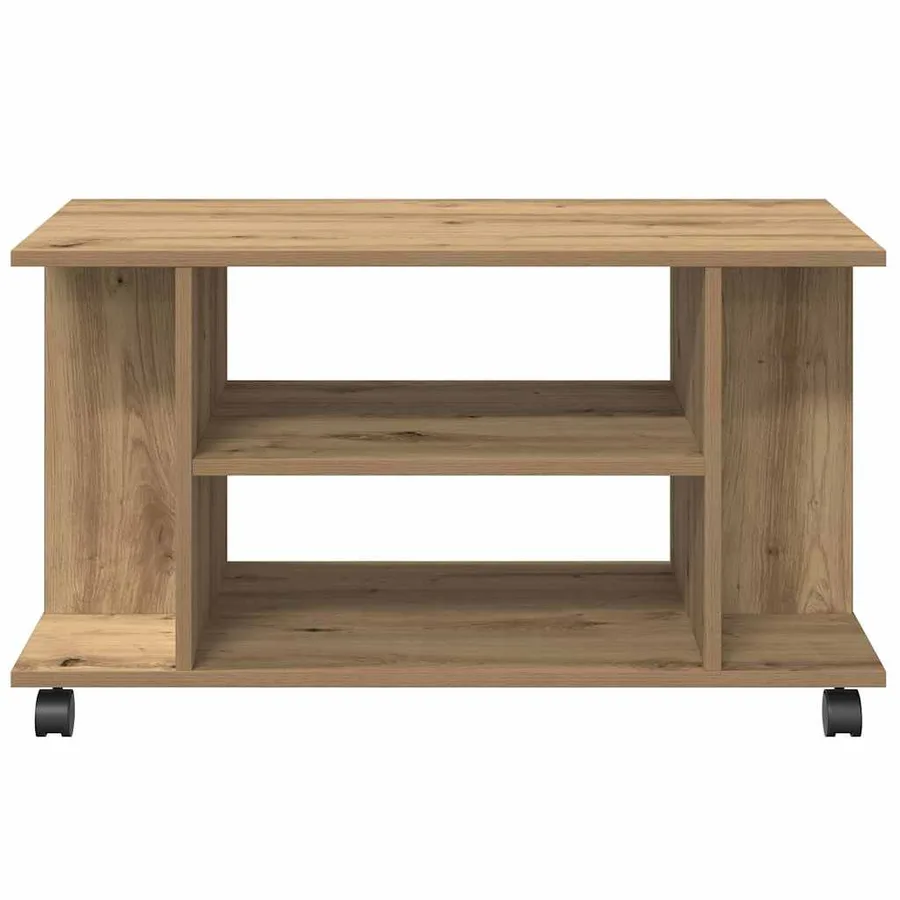 Meuble TV roulettes chêne artisanal 80x40x45 cm bois ingénierie - 4