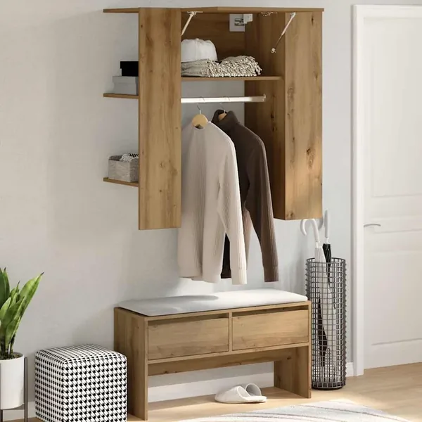 Armoire de couloir chêne artisanal 97,5x37x99cm bois ingénierie