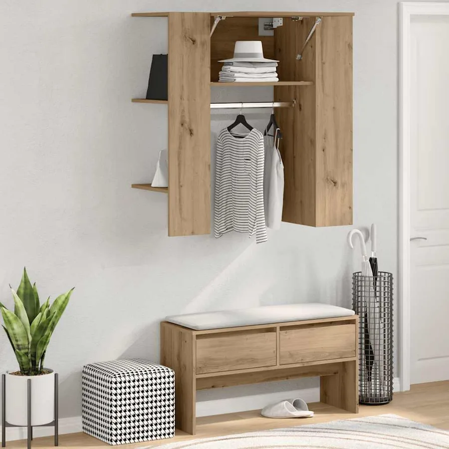 Armoire de couloir chêne artisanal 97,5x37x99cm bois ingénierie - 3