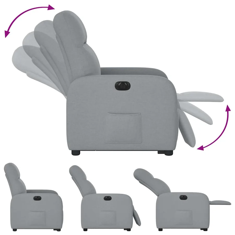 Fauteuil inclinable électrique gris clair tissu - 10