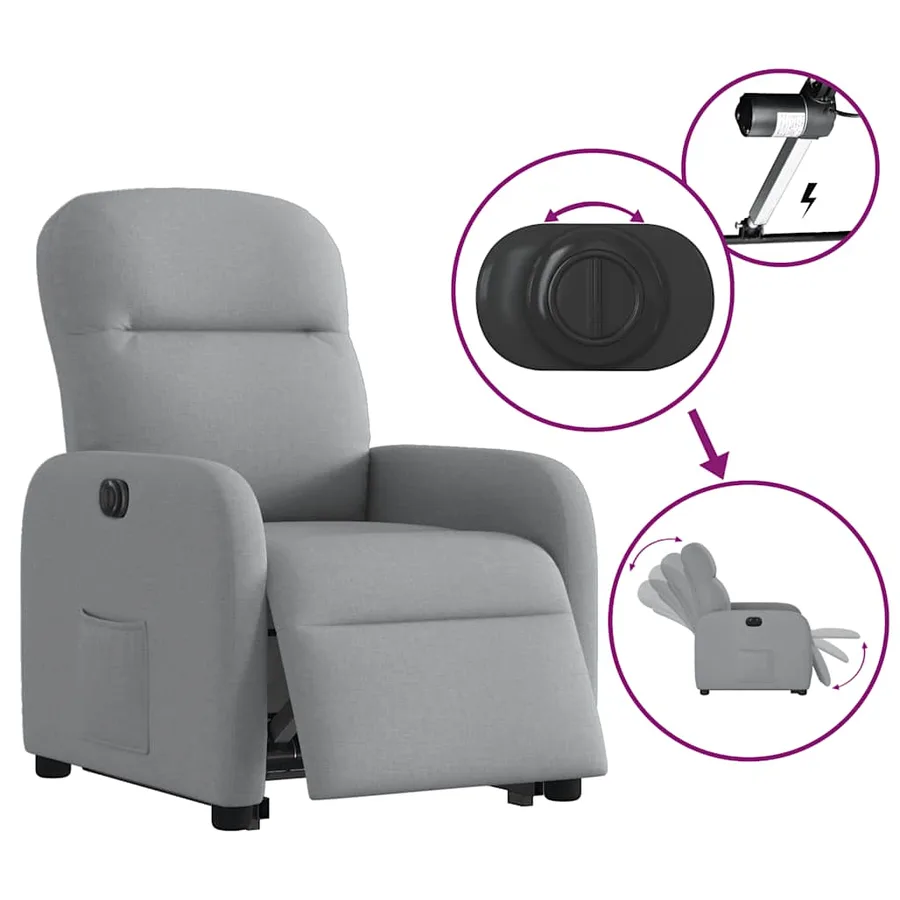 Fauteuil inclinable électrique gris clair tissu - 9