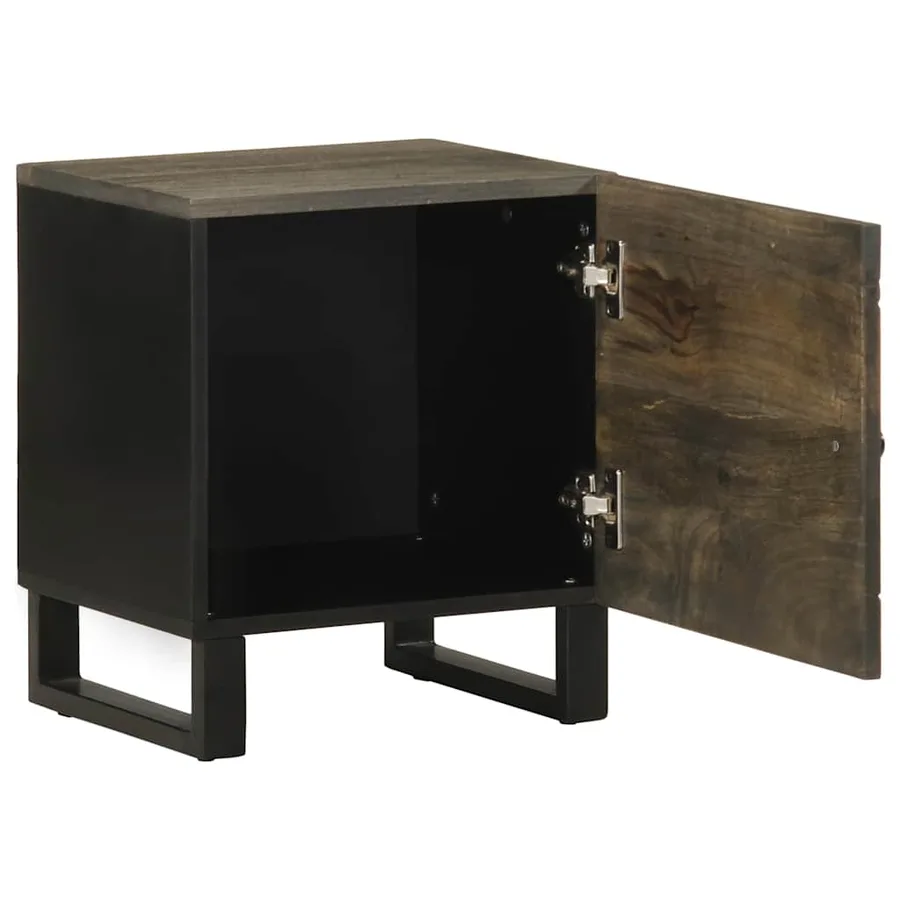 Tables de chevet 2 pcs noir 40x33x46 cm bois de manguier solide - 3