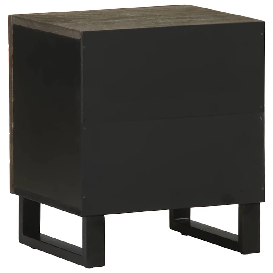 Tables de chevet 2 pcs noir 40x33x46 cm bois de manguier solide - 6
