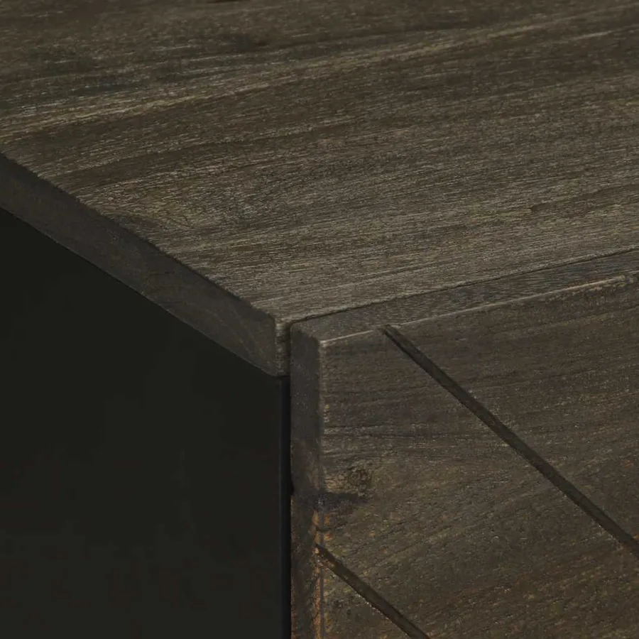 Tables de chevet 2 pcs noir 40x33x46 cm bois de manguier solide - 8