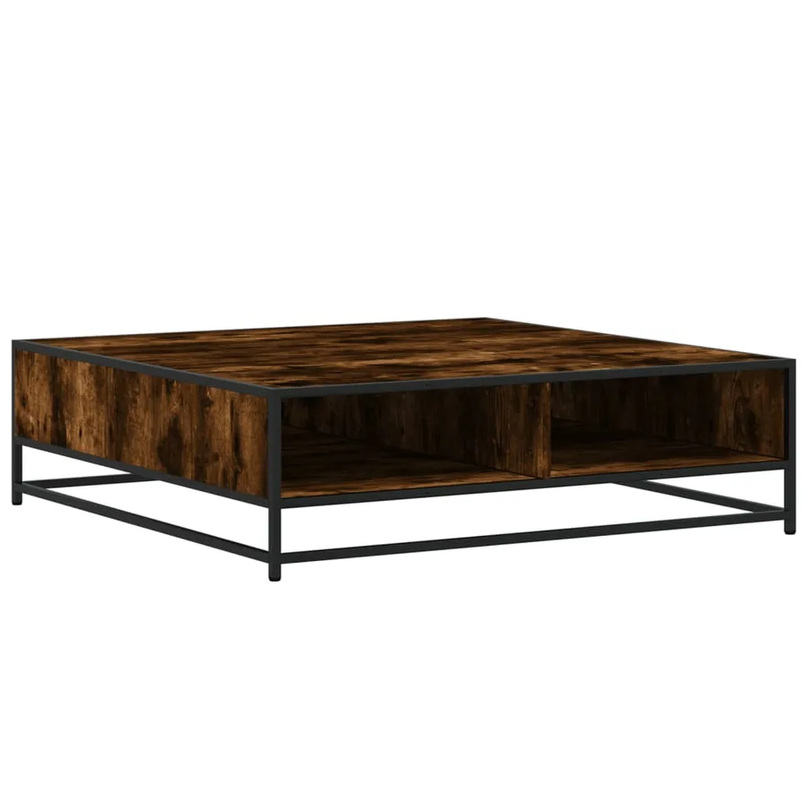 Table basse chêne fumé 100x100x30 cm bois d'ingénierie et métal - 2