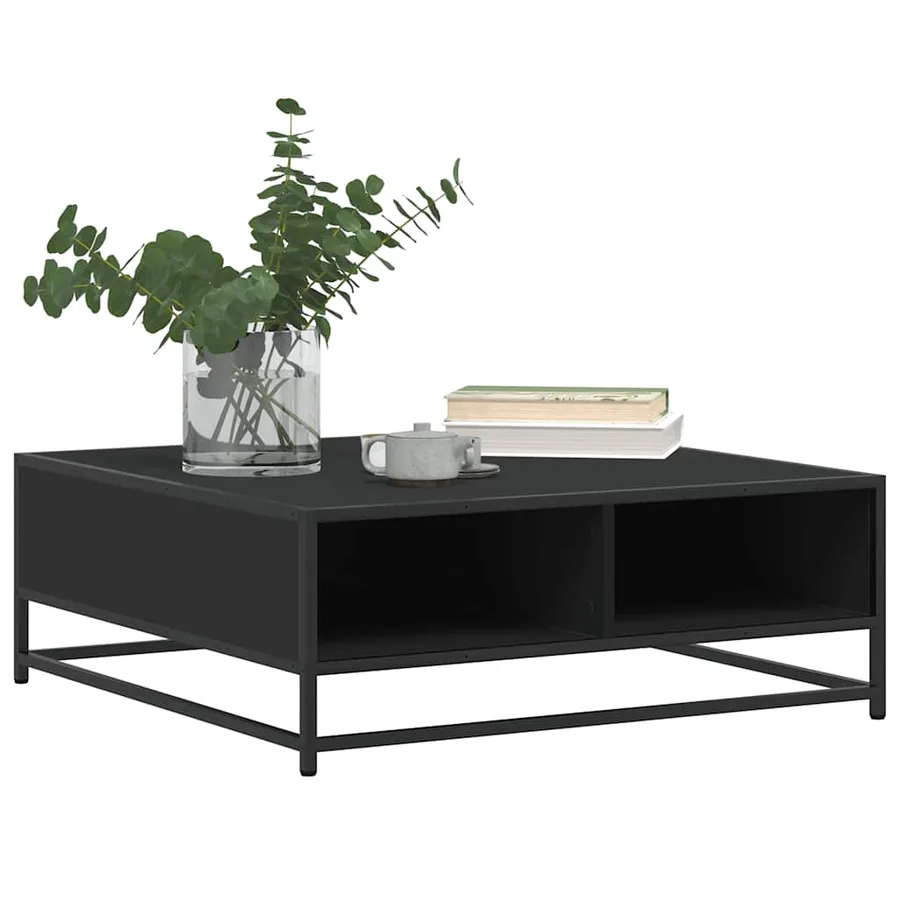 Table basse noir 80x80x30 cm bois d'ingénierie et métal - 4