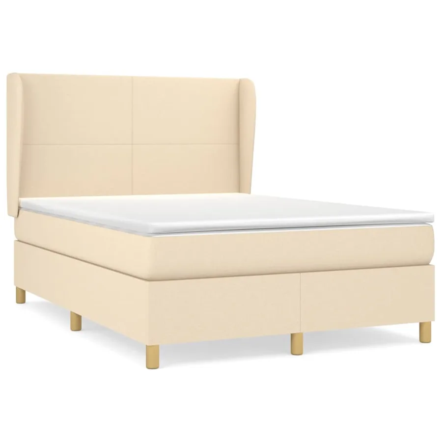 Sommier à lattes de lit avec matelas Crème 140x190 cm Tissu - 2