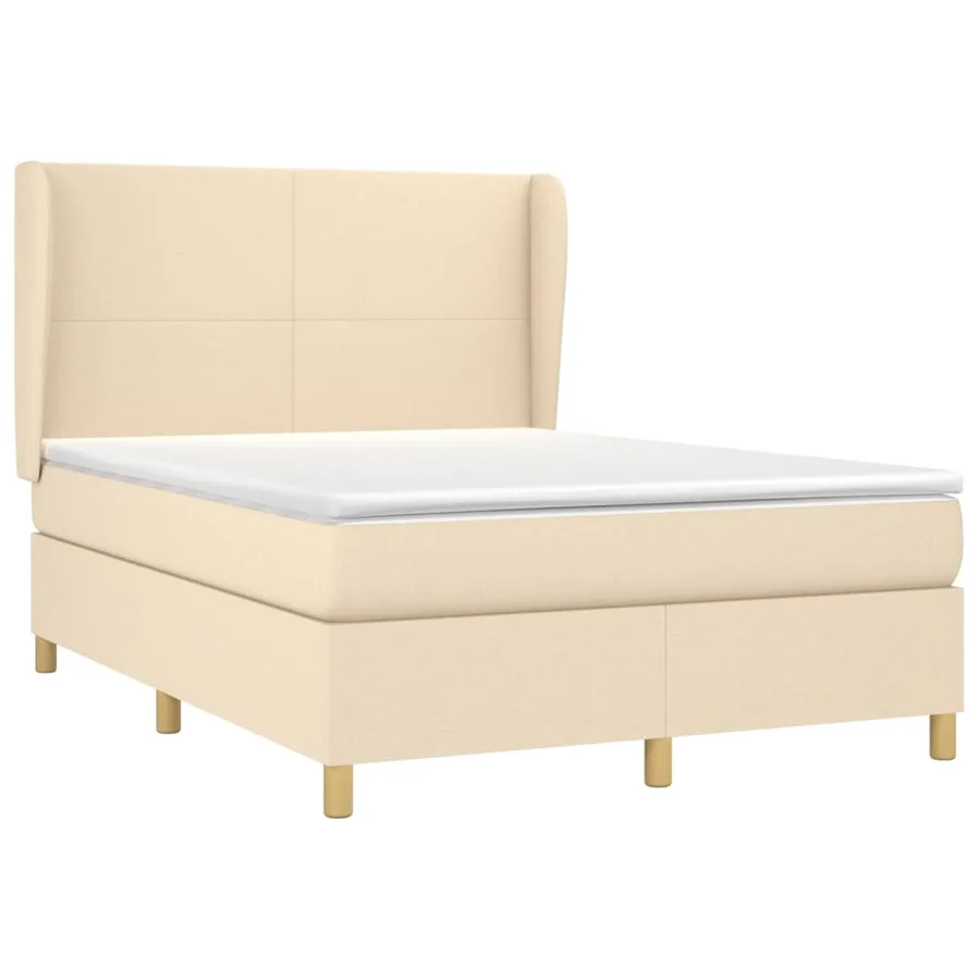 Sommier à lattes de lit avec matelas Crème 140x190 cm Tissu - 3