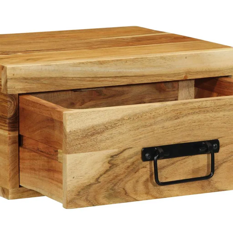 Table de chevet murale bois massif d'acacia - 9