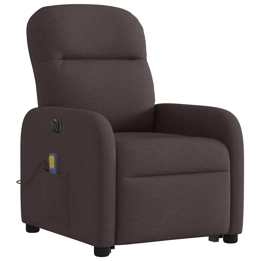 Fauteuil inclinable de massage électrique Marron foncé Tissu - 4