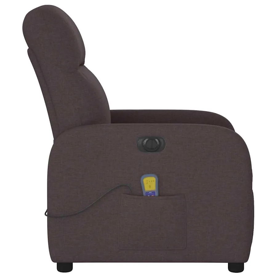 Fauteuil de massage inclinable électrique Marron foncé Tissu - 6